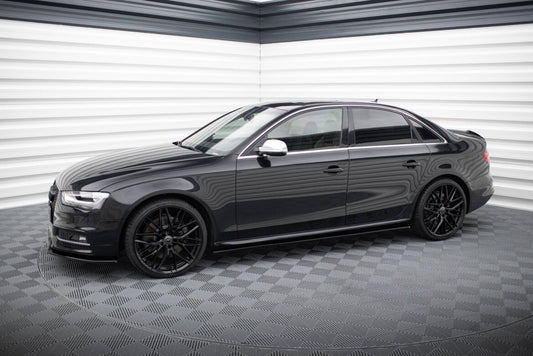 Seitenschweller Ansatz (Paar) V.1 passend für Audi S4 / A4 / A4 S-Line Limousine / Avant B8 / B8 FL schwarz Hochglanz