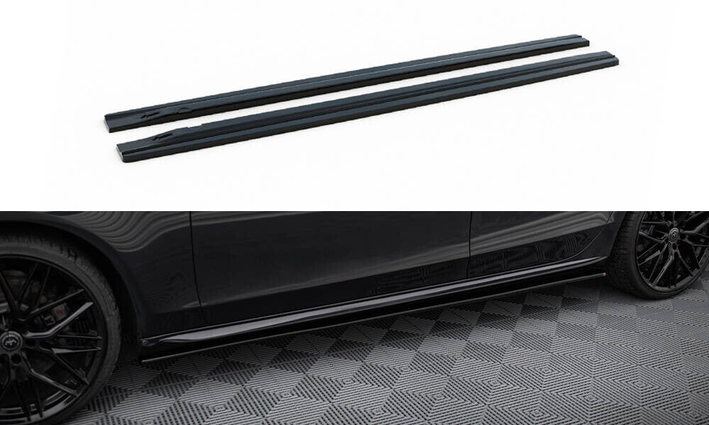 Seitenschweller Ansatz (Paar) V.1 passend für Audi S4 / A4 / A4 S-Line Limousine / Avant B8 / B8 FL schwarz Hochglanz