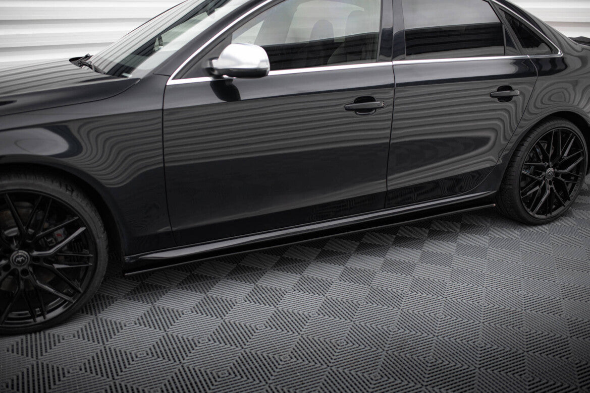 Seitenschweller Ansatz (Paar) V.1 passend für Audi S4 / A4 / A4 S-Line Limousine / Avant B8 / B8 FL schwarz Hochglanz