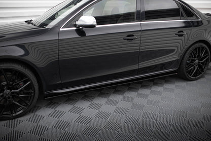 Seitenschweller Ansatz (Paar) V.1 passend für Audi S4 / A4 / A4 S-Line Limousine / Avant B8 / B8 FL schwarz Hochglanz