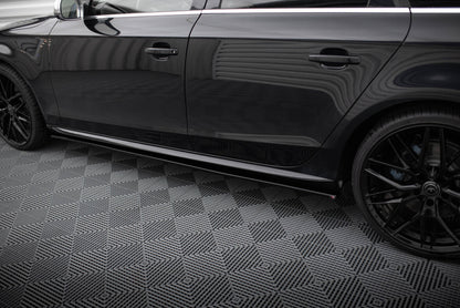 Seitenschweller Ansatz (Paar) V.1 passend für Audi S4 / A4 / A4 S-Line Limousine / Avant B8 / B8 FL schwarz Hochglanz
