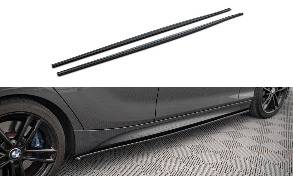 Seitenschweller Ansatz (Paar) V.1 passend für BMW 1er F20 M135i / M140i / M-Paket schwarz Hochglanz