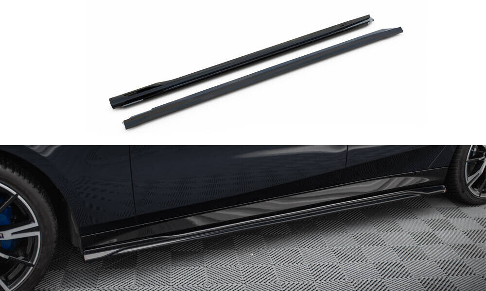 Seitenschweller Ansatz (Paar) V.1 passend für BMW 5er M-Paket Limousine / Touring G60 / G61 schwarz Hochglanz