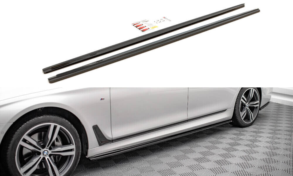 Seitenschweller Ansatz (Paar) V.1 passend für BMW 7 Lang M-Paket G12 schwarz Hochglanz