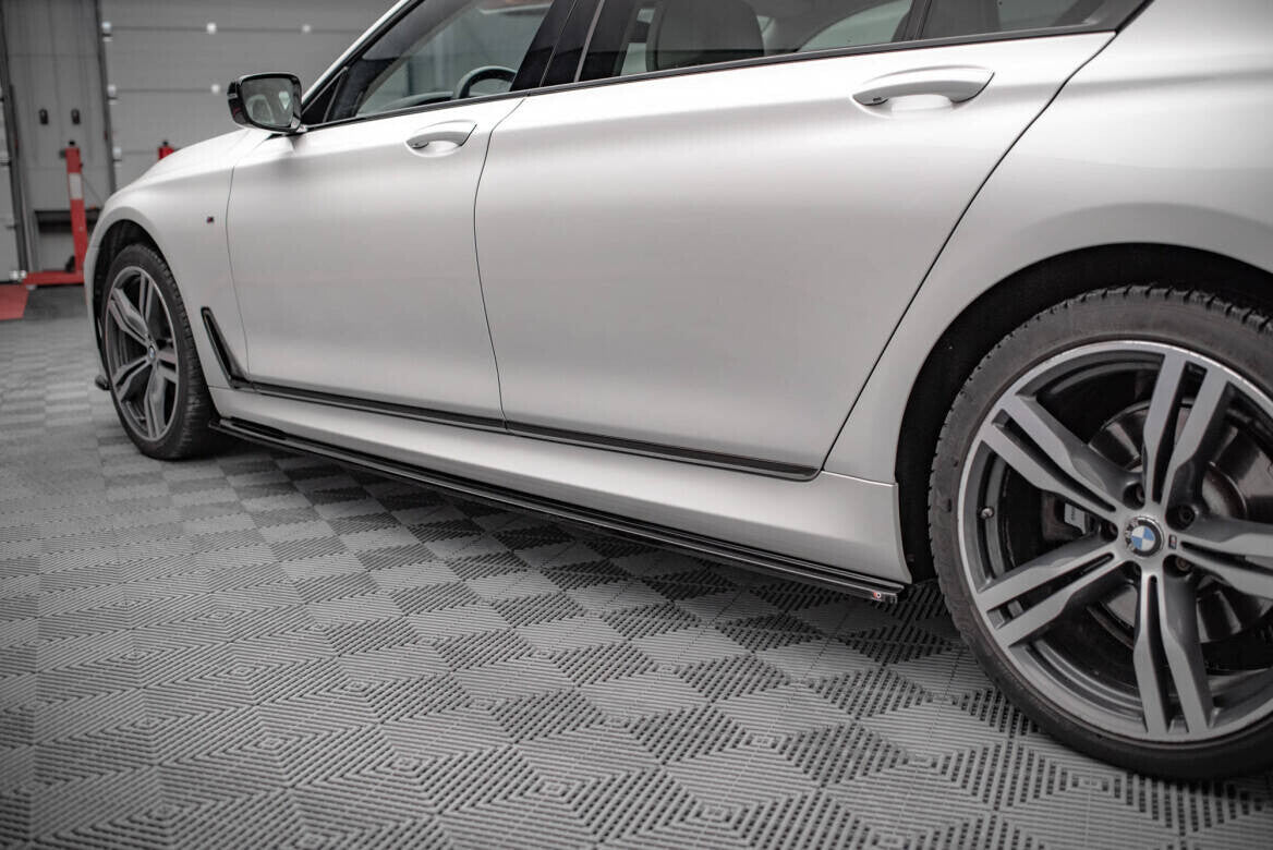 Seitenschweller Ansatz (Paar) V.1 passend für BMW 7 Lang M-Paket G12 schwarz Hochglanz