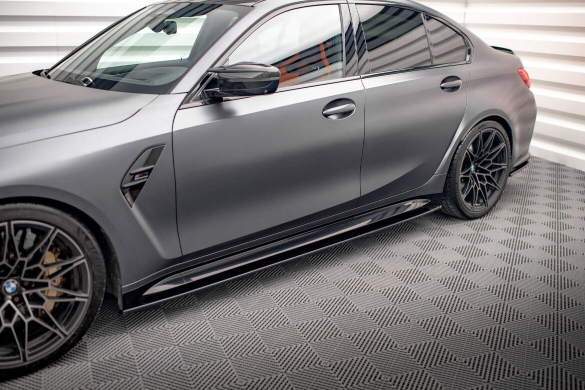 Seitenschweller Ansatz (Paar) V.1 passend für BMW M3 Limousine / Touring G80 / G81 schwarz Hochglanz
