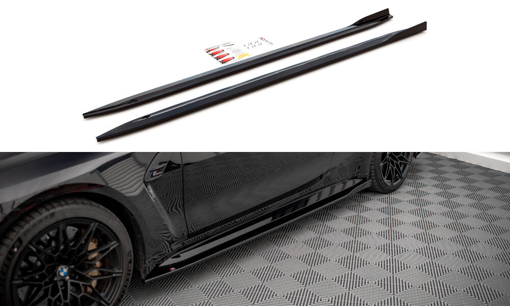 Seitenschweller Ansatz (Paar) V.1 passend für BMW M4 G82 / G82 FL schwarz Hochglanz