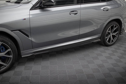 Seitenschweller Ansatz (Paar) V.1 passend für BMW X6 M-Paket G06 FL schwarz Hochglanz