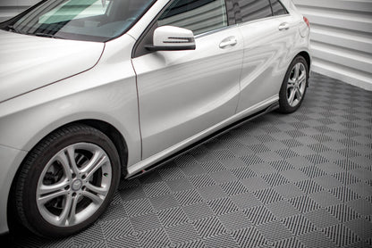 Seitenschweller Ansatz (Paar) V.1 passend für Mercedes A W176 schwarz Hochglanz