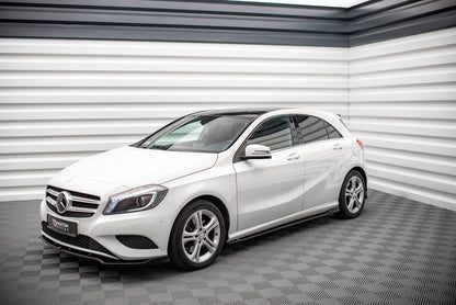 Seitenschweller Ansatz (Paar) V.1 passend für Mercedes A W176 schwarz Hochglanz