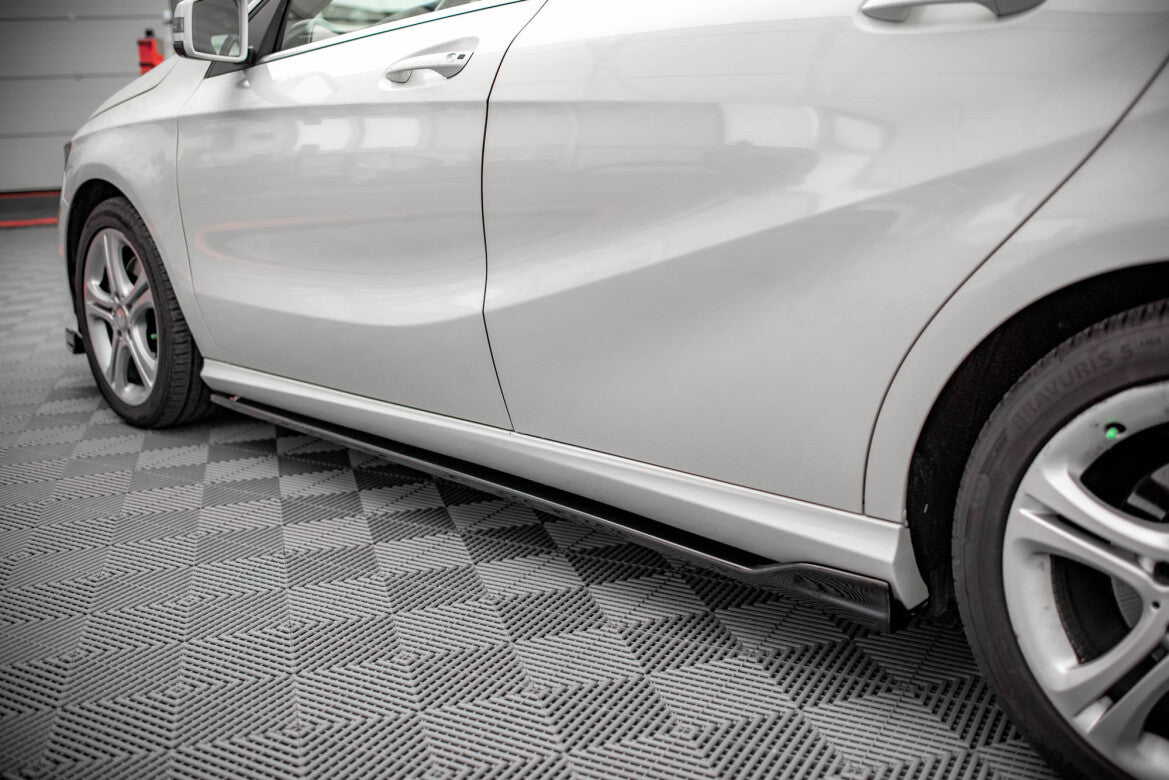 Seitenschweller Ansatz (Paar) V.1 passend für Mercedes A W176 schwarz Hochglanz