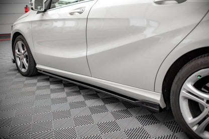 Seitenschweller Ansatz (Paar) V.1 passend für Mercedes A W176 schwarz Hochglanz