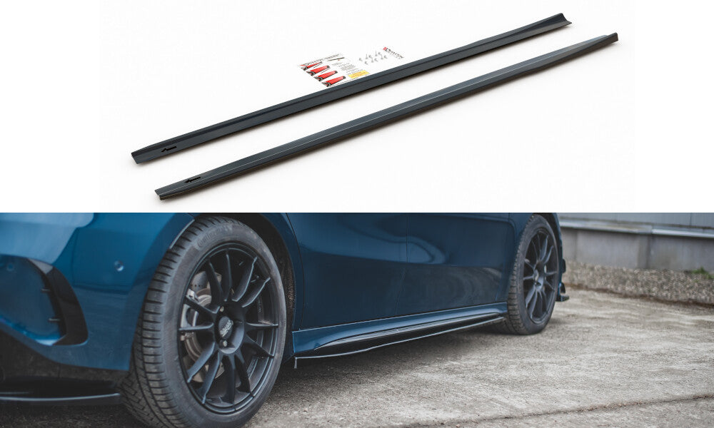 Seitenschweller Ansatz (Paar) V.1 passend für Mercedes A35 AMG / AMG-Line W177 schwarz Hochglanz