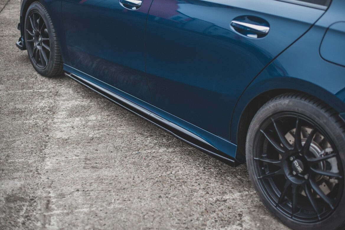 Seitenschweller Ansatz (Paar) V.1 passend für Mercedes A35 AMG / AMG-Line W177 schwarz Hochglanz