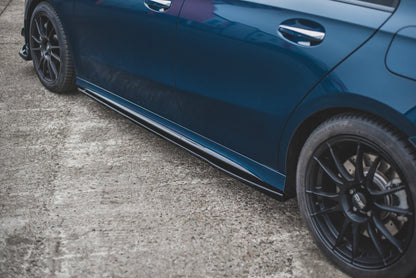 Seitenschweller Ansatz (Paar) V.1 passend für Mercedes A35 AMG / AMG-Line W177 schwarz Hochglanz