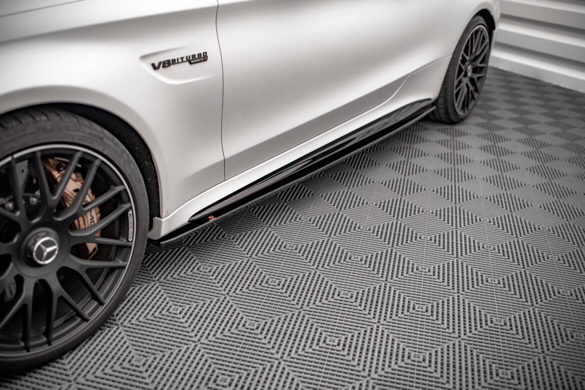 Seitenschweller Ansatz (Paar) V.1 passend für Mercedes-AMG C 63 AMG Coupe C205 FL schwarz Hochglanz