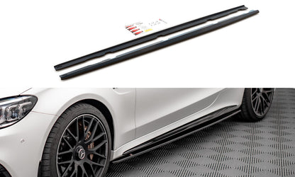 Seitenschweller Ansatz (Paar) V.1 passend für Mercedes-AMG C 63 AMG Coupe C205 FL schwarz Hochglanz
