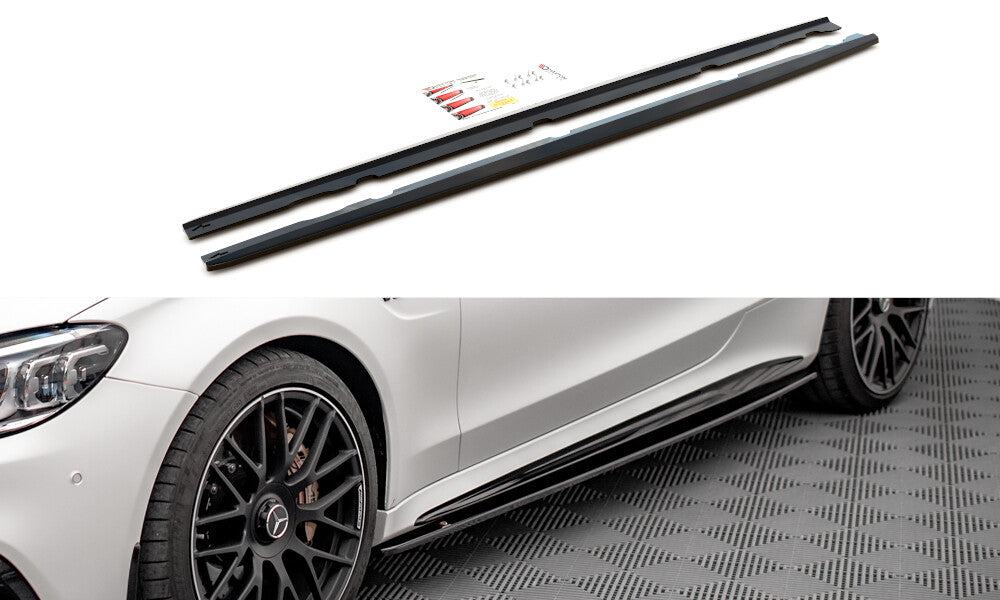 Seitenschweller Ansatz (Paar) V.1 passend für Mercedes-AMG C 63 AMG Coupe C205 FL schwarz matt