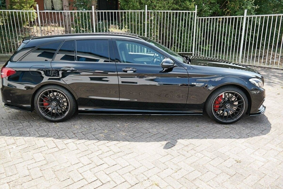 Seitenschweller Ansatz (Paar) V.1 passend für Mercedes C-Klasse S205 63 AMG schwarz Hochglanz