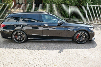 Seitenschweller Ansatz (Paar) V.1 passend für Mercedes C-Klasse S205 63 AMG schwarz Hochglanz