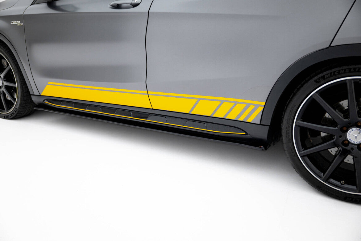 Seitenschweller Ansatz (Paar) V.1 passend für Mercedes GLA 45 AMG schwarz Hochglanz