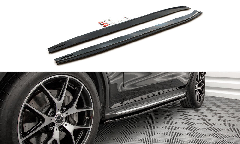 Seitenschweller Ansatz (Paar) V.1 passend für Mercedes GLC Coupe AMG-Line C253 FL schwarz Hochglanz