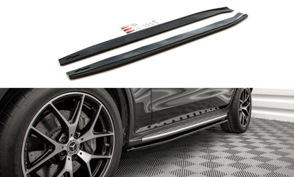Seitenschweller Ansatz (Paar) V.1 passend für Mercedes GLC Coupe AMG-Line C253 FL schwarz Hochglanz