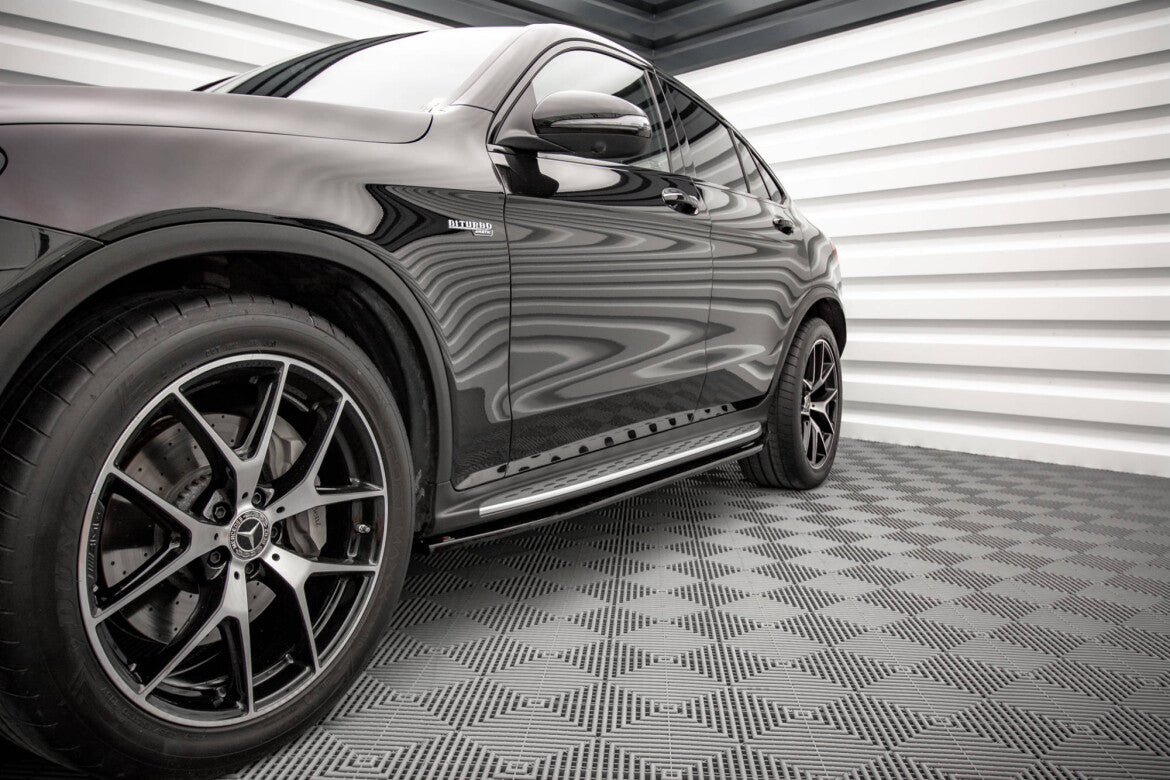 Seitenschweller Ansatz (Paar) V.1 passend für Mercedes GLC Coupe AMG-Line C253 FL schwarz Hochglanz