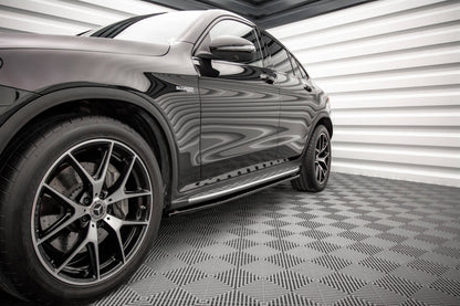 Seitenschweller Ansatz (Paar) V.1 passend für Mercedes GLC Coupe AMG-Line C253 FL schwarz Hochglanz