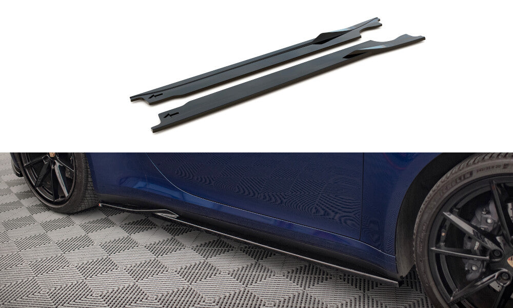 Seitenschweller Ansatz (Paar) V.1 passend für Porsche 911 Carrera Aero / Carrera GTS 992 schwarz Hochglanz