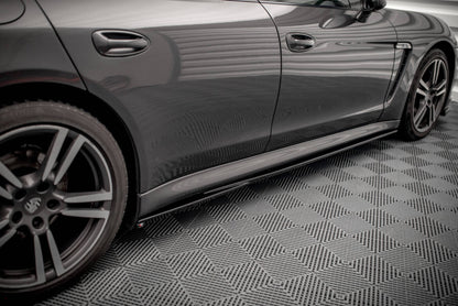 Seitenschweller Ansatz (Paar) V.1 passend für Porsche Panamera / Panamera Diesel / Panamera Turbo 970 schwarz Hochglanz