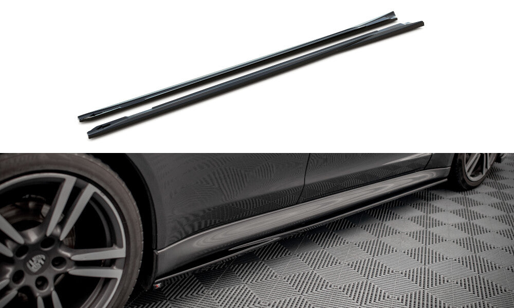Seitenschweller Ansatz (Paar) V.1 passend für Porsche Panamera / Panamera Diesel / Panamera Turbo 970 schwarz Hochglanz