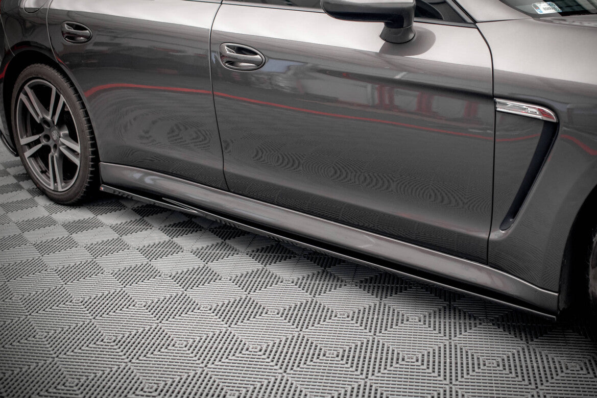 Seitenschweller Ansatz (Paar) V.1 passend für Porsche Panamera / Panamera Diesel / Panamera Turbo 970 schwarz Hochglanz