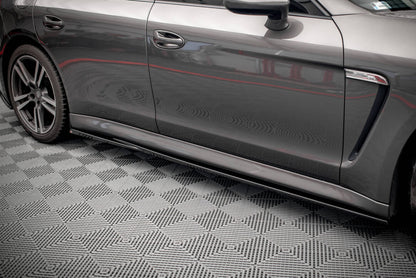Seitenschweller Ansatz (Paar) V.1 passend für Porsche Panamera / Panamera Diesel / Panamera Turbo 970 schwarz Hochglanz