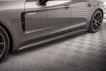 Seitenschweller Ansatz (Paar) V.1 passend für Porsche Panamera Turbo S E-Hybrid / Panamera E-Hybrid / Panamera 4S 971 schwarz Hochglanz
