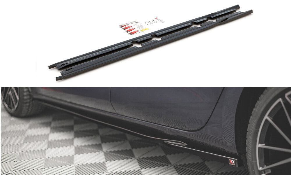 Seitenschweller Ansatz (Paar) V.1 passend für Seat Leon FR ST / Hatchback Mk4 / CUPRA Leon ST / Hatchback Mk1 / Mk1 FL schwarz Hochglanz