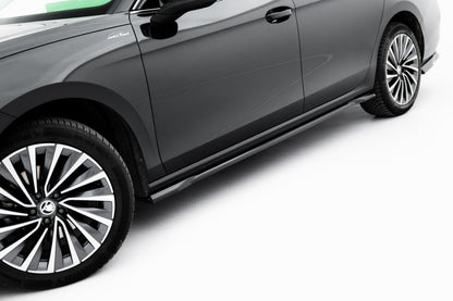 Seitenschweller Ansatz (Paar) V.1 passend für Skoda Superb Mk4 schwarz Hochglanz
