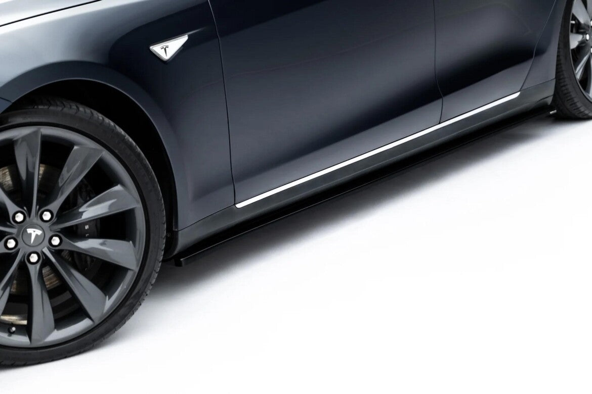 Seitenschweller Ansatz (Paar) V.1 passend für Tesla Model S Mk1 schwarz Hochglanz