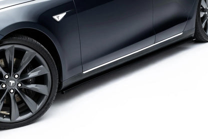 Seitenschweller Ansatz (Paar) V.1 passend für Tesla Model S Mk1 schwarz Hochglanz