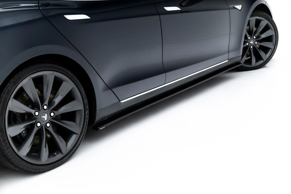 Seitenschweller Ansatz (Paar) V.1 passend für Tesla Model S Mk1 schwarz Hochglanz