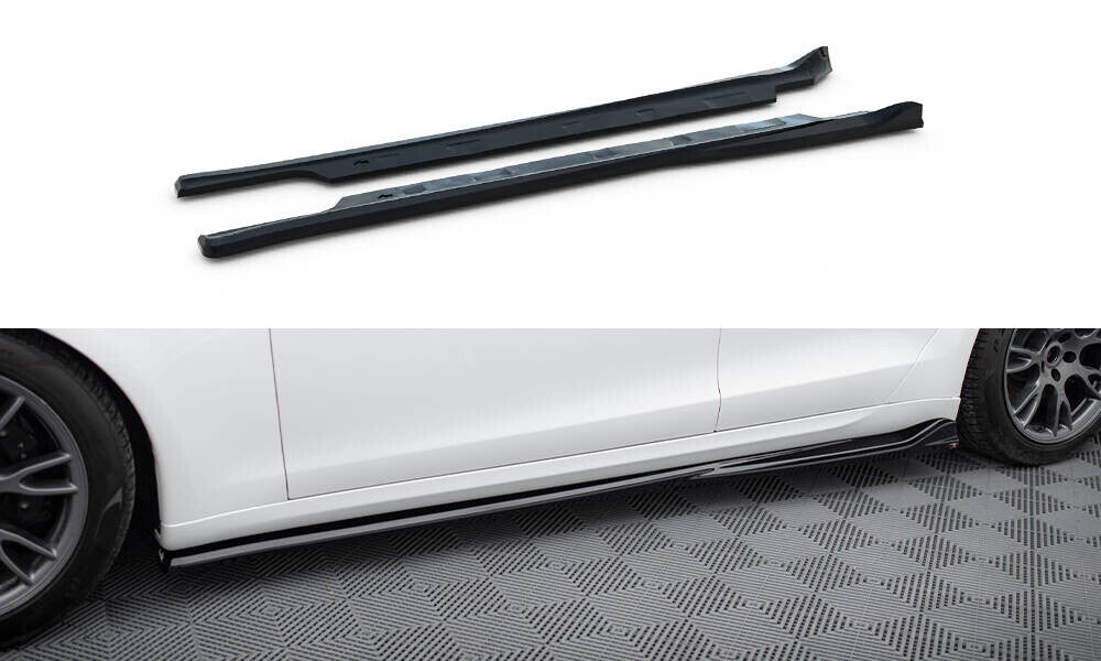 Seitenschweller Ansatz (Paar) V.1 passend für Tesla Model S Plaid Mk1 FL schwarz Hochglanz