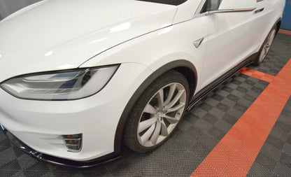 Seitenschweller Ansatz (Paar) V.1 passend für Tesla Model X Mk1 schwarz Hochglanz