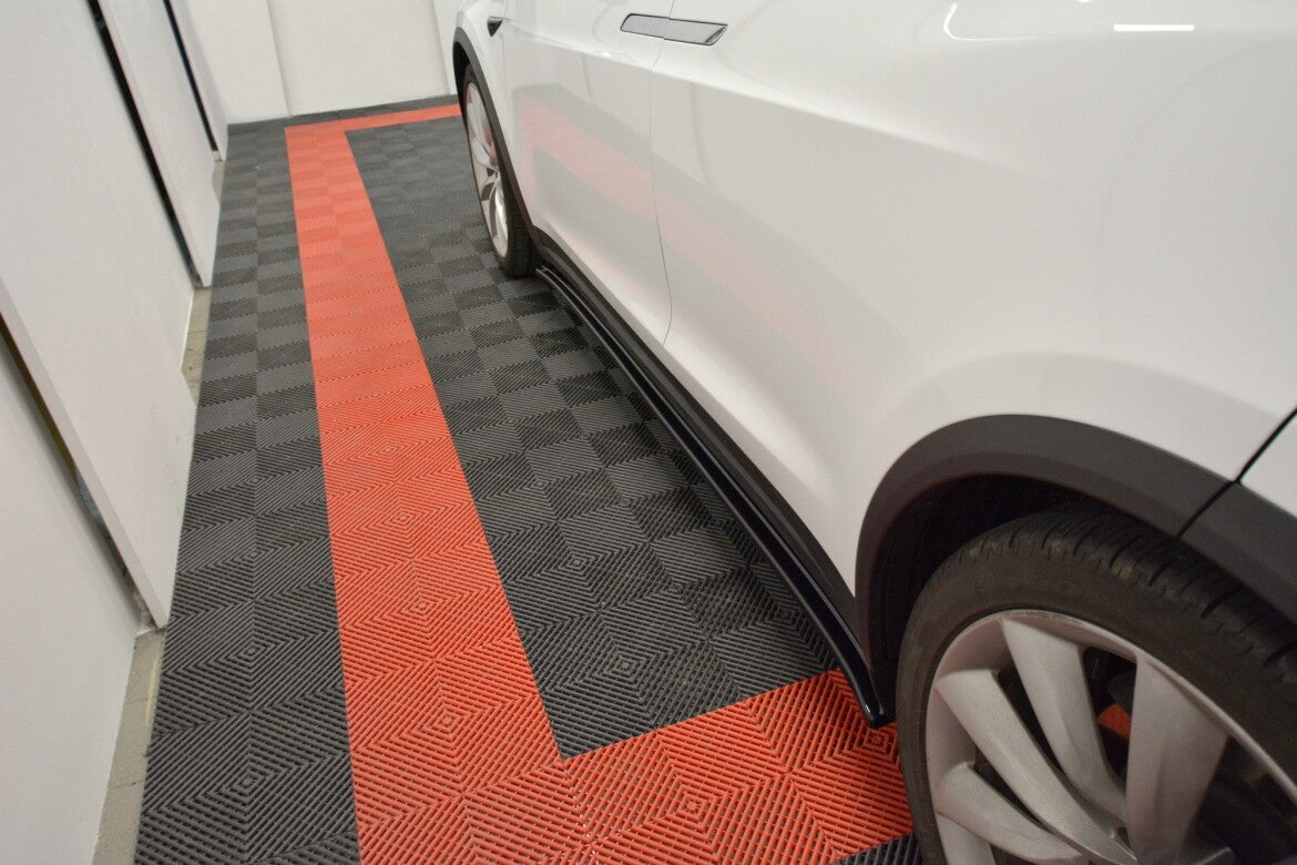 Seitenschweller Ansatz (Paar) V.1 passend für Tesla Model X Mk1 schwarz Hochglanz