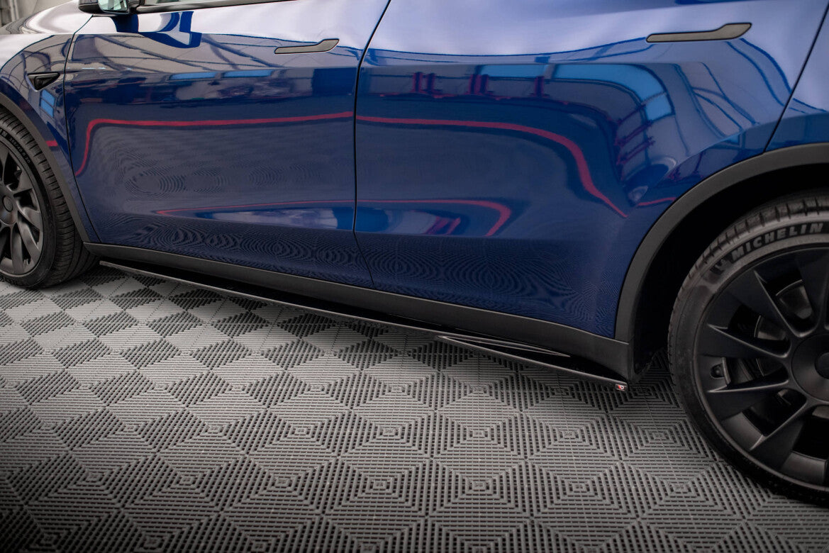 Seitenschweller Ansatz (Paar) V.1 passend für Tesla Model Y schwarz Hochglanz
