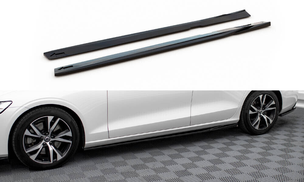 Seitenschweller Ansatz (Paar) V.1 passend für Volvo S60/V60 R-Design Mk3 schwarz Hochglanz