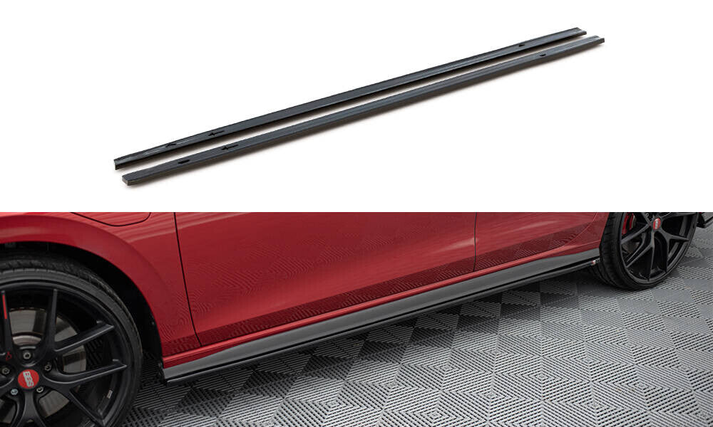 Seitenschweller Ansatz (Paar) V.1 passend für VW Golf GTI / GTE / GTI Clubsport / GTD / R-Line Mk8 schwarz Hochglanz