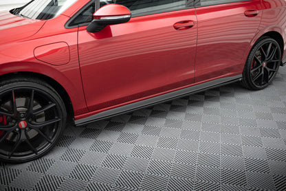 Seitenschweller Ansatz (Paar) V.1 passend für VW Golf GTI / GTE / GTI Clubsport / GTD / R-Line Mk8 schwarz Hochglanz