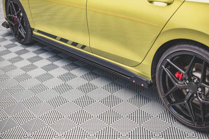 Seitenschweller Ansatz (Paar) V.2 + Flaps passend für VW Golf 8 GTI / GTI Clubsport schwarz MATT