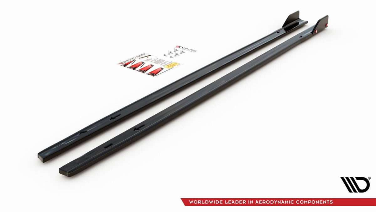 Seitenschweller Ansatz (Paar) V.2 + Flaps passend für VW Golf 8 GTI / GTI Clubsport schwarz MATT