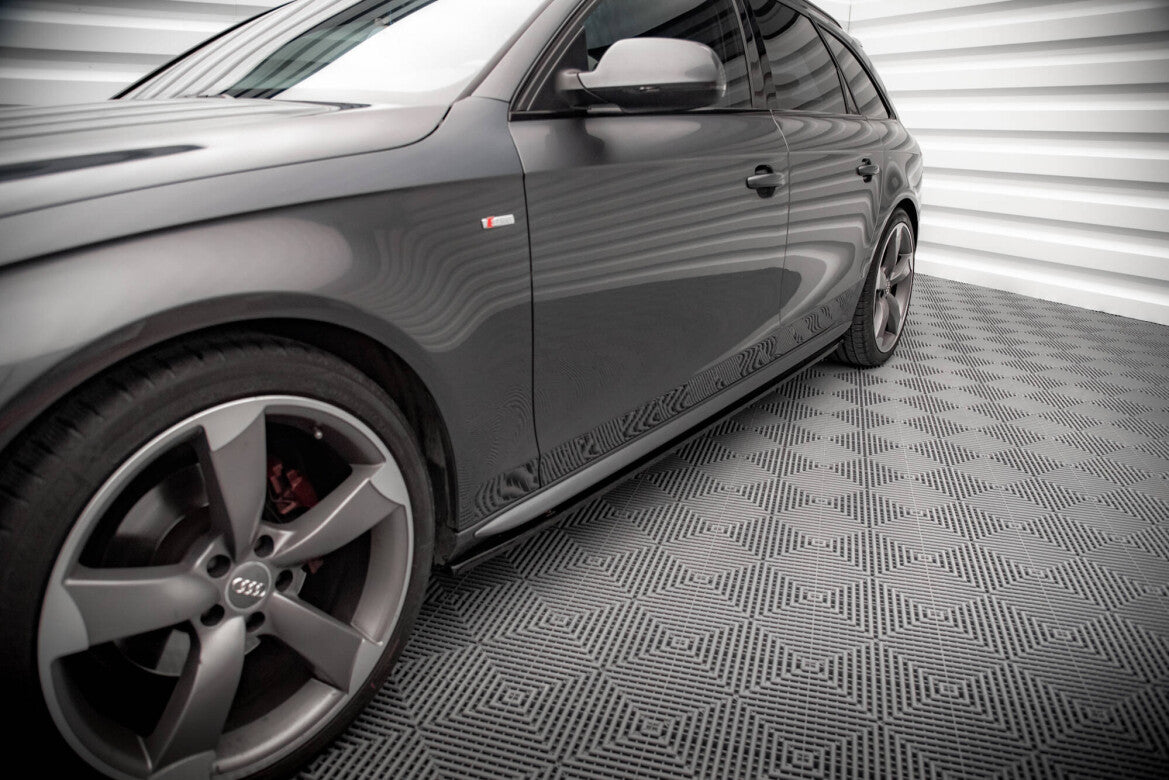 Seitenschweller Ansatz (Paar) V.2 passend für Audi A4 / A4 S-Line / S4 B8 schwarz Hochglanz